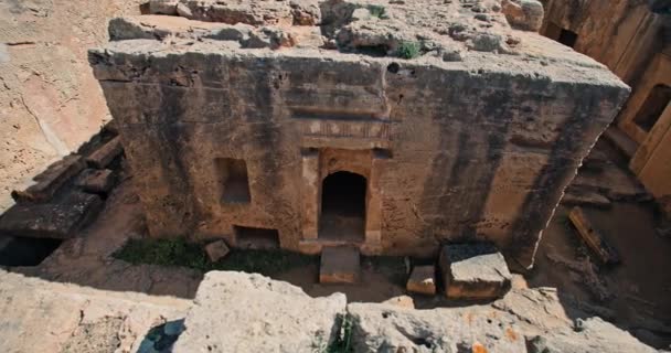 Turistické Starobylé Historické Zříceniny Paphos Ostrově Kypr Turistické Místo Archeologických — Stock video