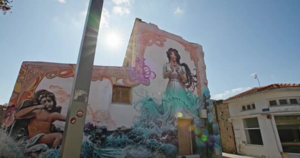 Krajobraz Miejski Graffiti Pafos Cyprze Wysokiej Jakości Materiał Filmik Stockowy