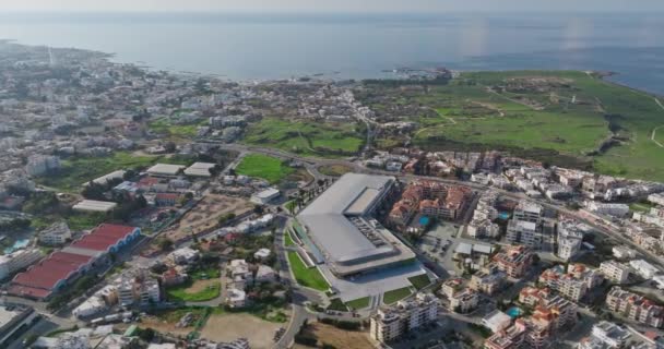 Cityscape Pjalá Chipre Vista Aérea Arquitectura Urbana Incluyendo Centro Comercial — Vídeos de Stock