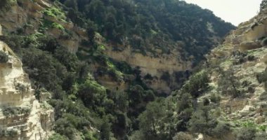 Kıbrıs 'taki Avakas Kanyonu' nun nefes kesici hava manzaraları Rocky Dağları, Akan Nehir ve Heyecanlı Yürüyüş Fırsatları ile Doğanın İhtişamı 'nı gösteriyor. Yüksek kalite 4k görüntü
