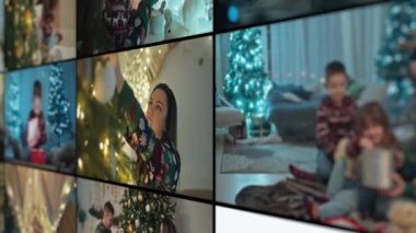 Kış Kutlamalarının Şenlikli Noel Kolajı: İç açıcı Aile Anları, Bayram Işıkları, Güzel Dekorasyonlar ve Samimi Titreşimler