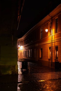brasov city center romania at night