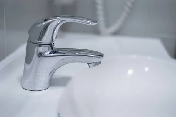 Water Faucet Faucet Running Water Bathroom Sink Modern Clean House — Stockfoto