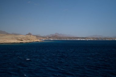 Red Sea in the Gulf of Aqaba, surrounded by the mountains of the Sinai Peninsula, Dahab, Egypt