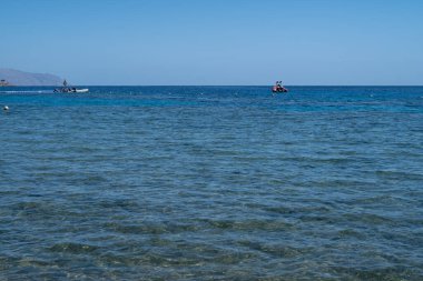 Red Sea in the Gulf of Aqaba, surrounded by the mountains of the Sinai Peninsula, Dahab