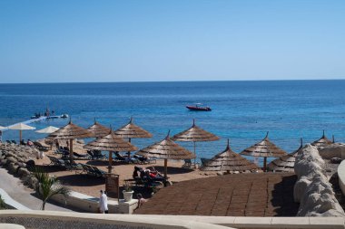 Relax under an umbrella on the beach of the Red Sea, Egypt