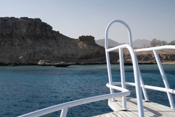 Beautiful White Private Motor Yacht Boat Trip Red Sea Panoramic — Stockfoto