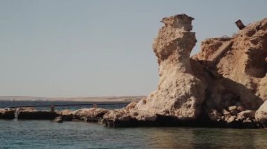 View Of The Red Sea Coast With Desert Rocky Mountains And A Small Town