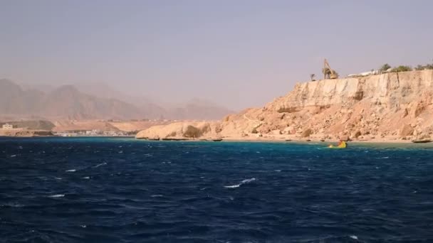 Вид Воды Красное Море Эгипте Синайские Горы — стоковое видео