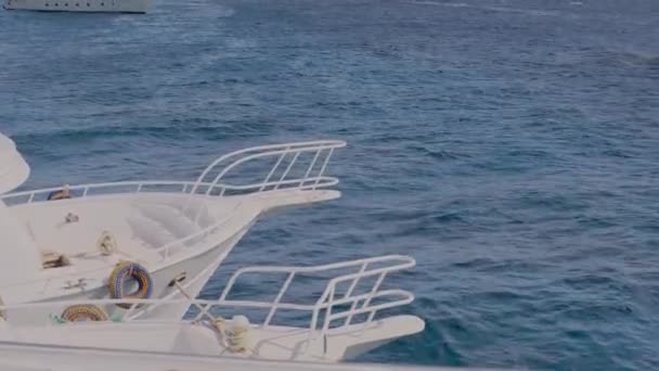 Güneşli Bir Günde Mavi Denizde Yelken Açan Büyük Beyaz Bir — Stok video