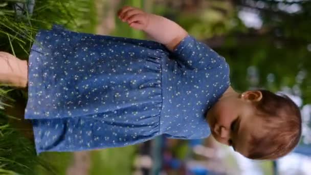 Bébé Faire Les Premiers Pas Enfant Courant Dans Nature Mode — Video