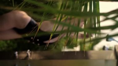 Deniz kenarında duş alan kız: Sahilde rahatlama örneği. Tatil otelleri, sahil ürünleri, güneş bakımı, eko-turizm ve doğal kozmetik ürünleri için ideal