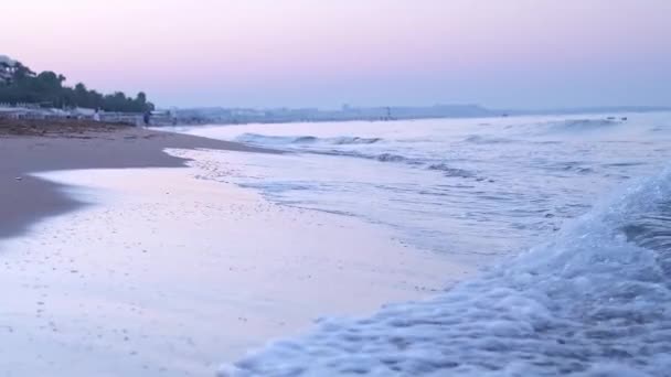 Deniz Dalgaları Resimli Deniz Manzarası Sahil Otelleri Turizm Acenteleri Gemi — Stok video