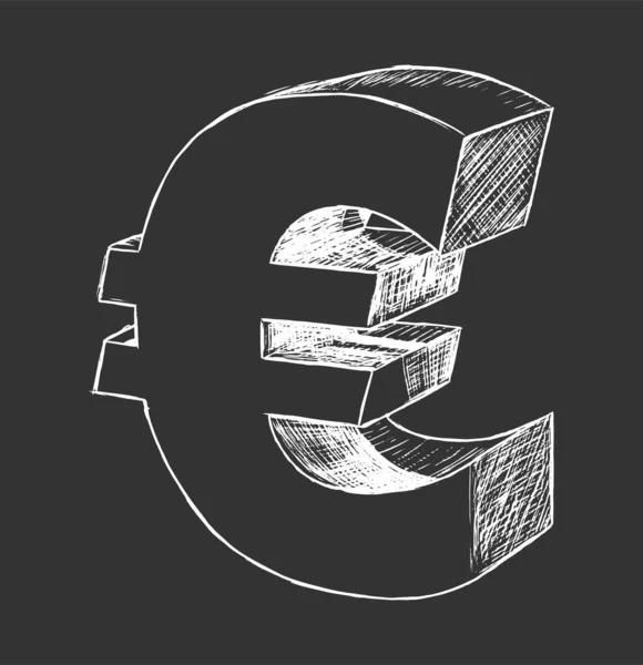 Euro Signo Boceto Moneda Símbolo Imagen Vectorial Dibujado Mano Sobre — Archivo Imágenes Vectoriales