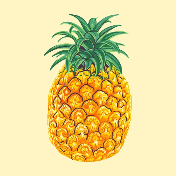 Ananas Dessiné Main Illustration Dessin Animé — Image vectorielle