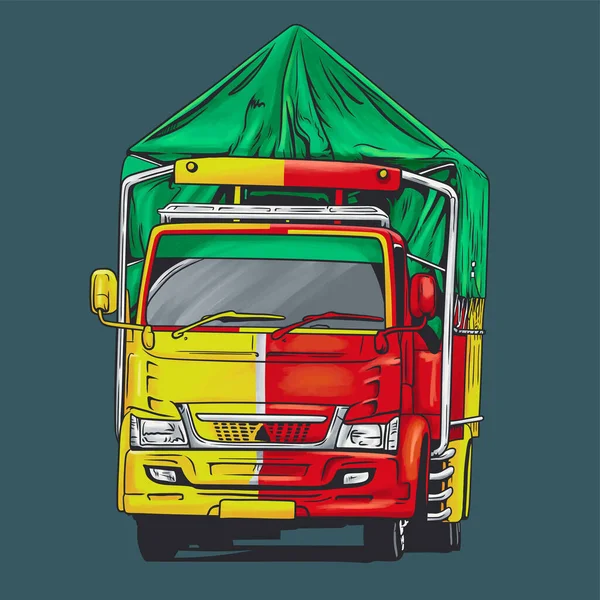 Caminhão Logístico Estrada Ilustração Vetorial Desenhada Mão — Vetor de Stock