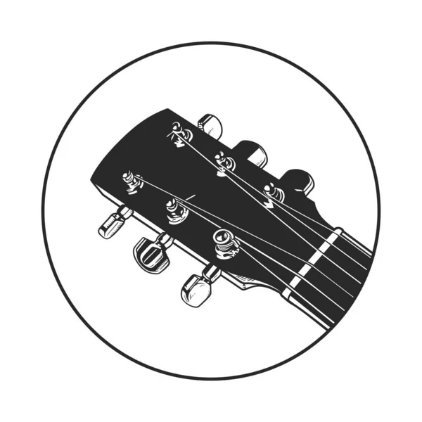 Illustration Des Gitarrenkopfvektors Guitar Head Icon Akustikgitarre Gitarrist Business Logo — Stockvektor