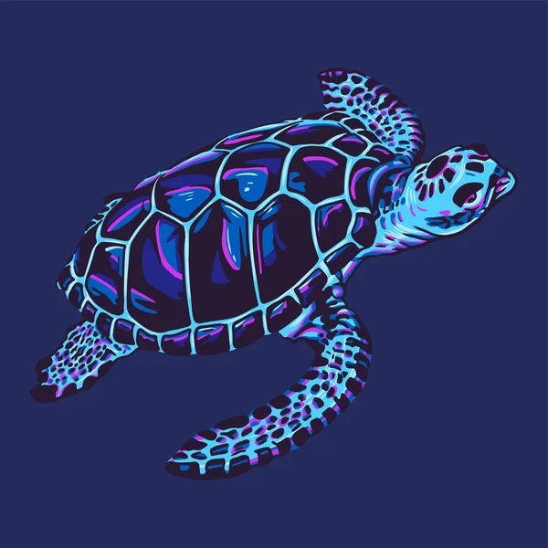 Havssköldpadda Vektor Tecknad Illustration — Stock vektor