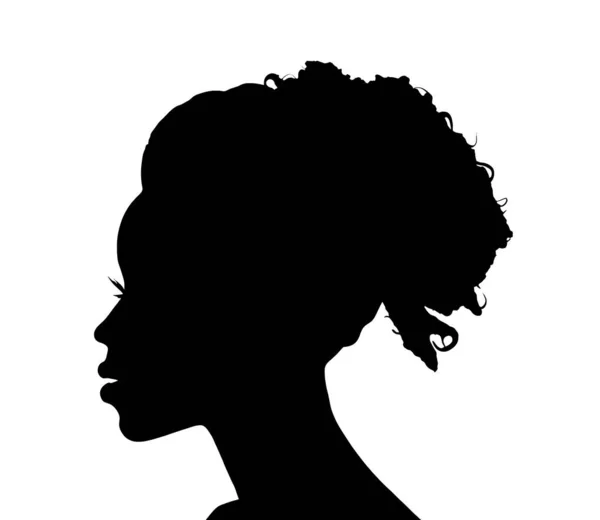 Silueta Una Mujer Negra Vista Desde Lado Vectorial Clip Art — Archivo Imágenes Vectoriales