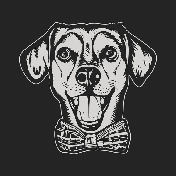 Голова Собаки Лицом Вперед Черно Белый Логотип — стоковый вектор