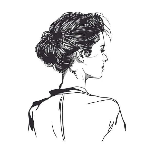 Weibliche Figur Mit Unordentlichem Dutt Haar — Stockvektor