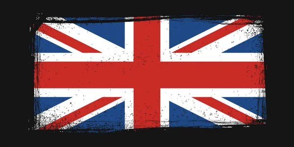 Grungy Verenigd Koninkrijk Vlag Zwarte Achtergrond — Stockvector