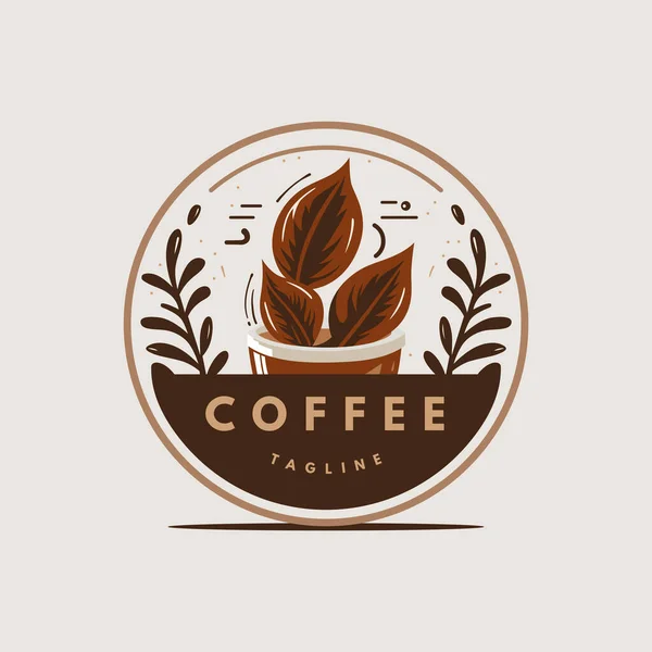 Logo Del Vector Cafetería Con Granos Café Sobresaliendo Parte Superior — Vector de stock