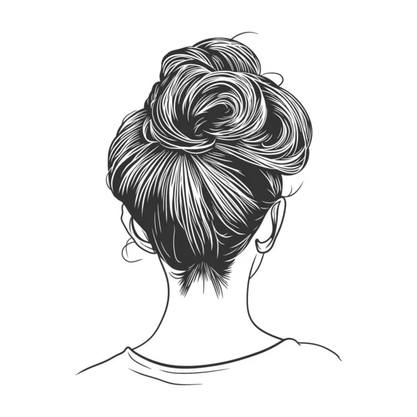 Woman Messy Bun Hairstyle — Stock Vector
