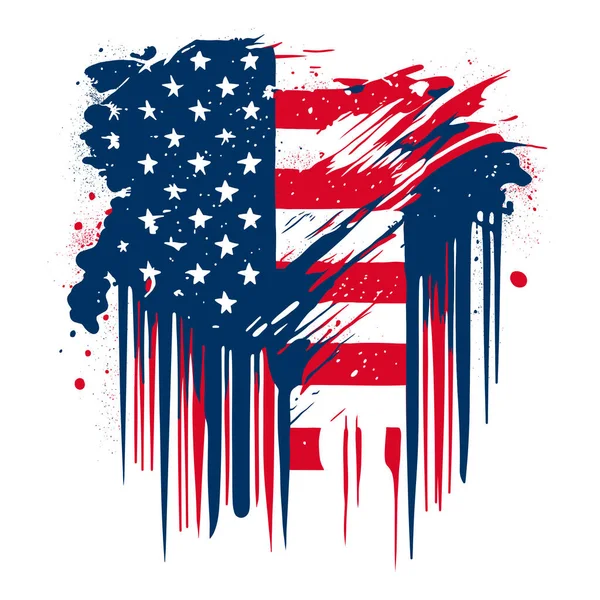 Grunge American Flag Vector Illustration — 스톡 벡터