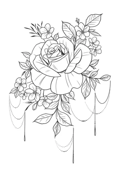 Hand Drawn Rose Flower Vector Illustration — Stock Vector