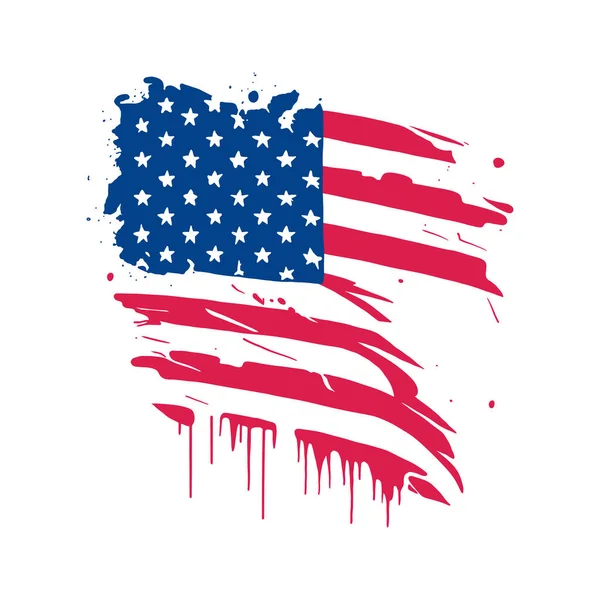 Minimalistische Illustration Der Amerikanischen Flagge Gezeichnet Mit Einem Grunge Pinsel — Stockvektor