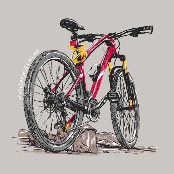 Гірський Велосипед Грубо Пофарбований Пензлем Векторні Ілюстрації — стоковий вектор