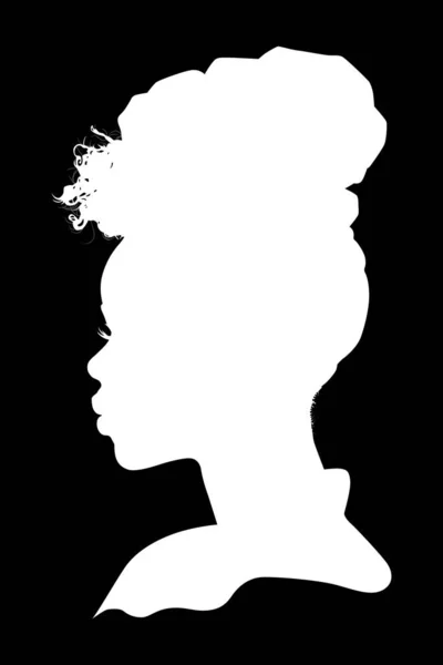 Silueta Mujer Africana Negra Vista Desde Lado Sobre Fondo Negro — Archivo Imágenes Vectoriales