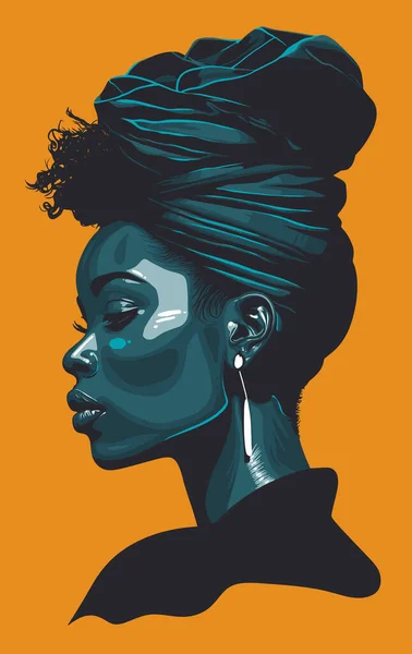 Saçları Arkadan Bağlanmış Siyah Bir Kadın — Stok Vektör