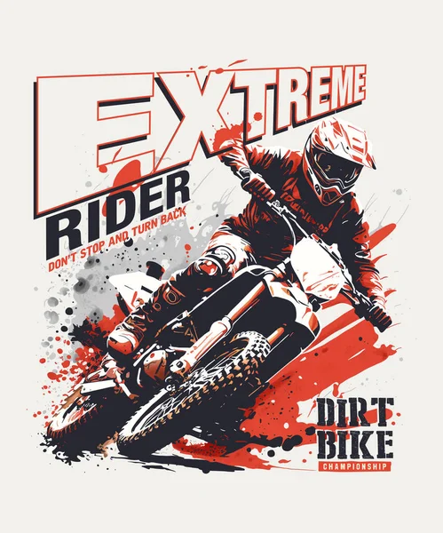 Motocross Extremo Piloto Design Vetorial Para Shirt Outros — Vetor de Stock
