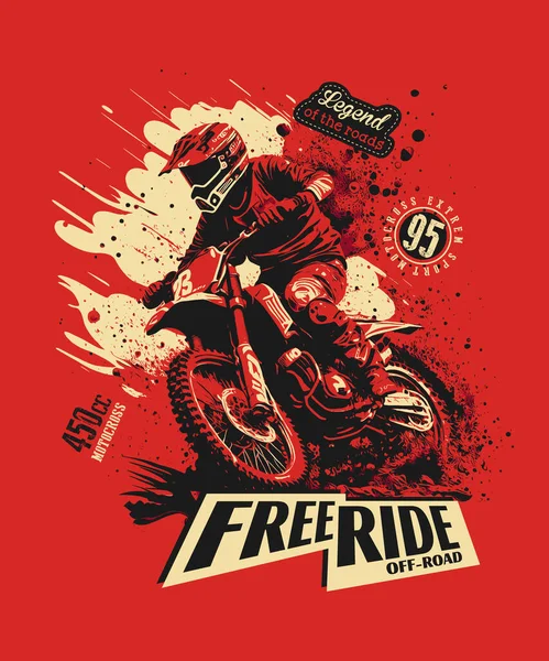 Free Ride Motocross Cavalier Sport Extrême Illustration Vectorielle — Image vectorielle
