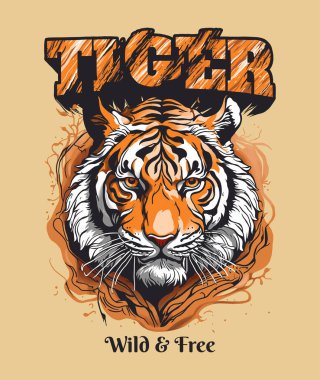 Tiger Head elle çizilmiş vektör çizim biçimi