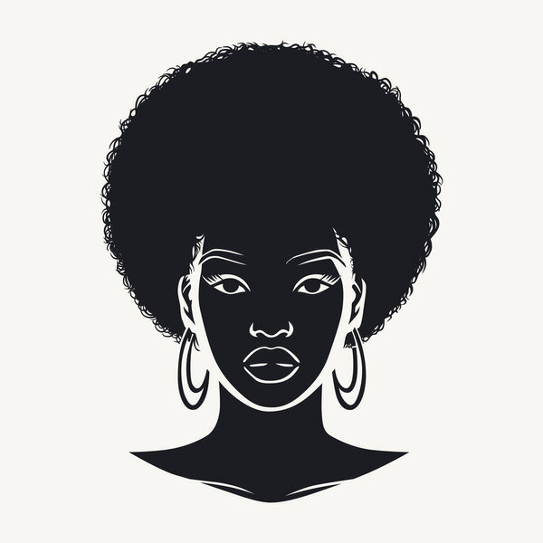 Portrait of a black woman with afro hairstyle. Vector illustration.