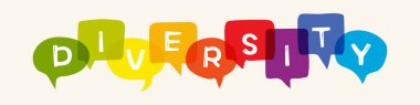 Konuşma baloncuklarıyla çeşitlilik kavramı. Vektör illüstrasyonu.