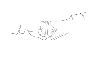 Beyaz arkaplanda bir çizgi boyunca yumruk darbesi.