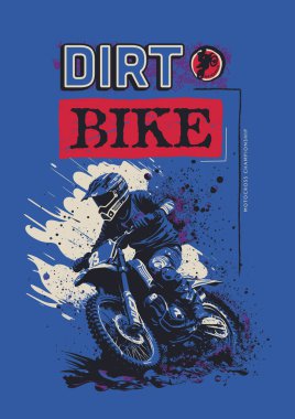 Motokros poster tasarım şablonu. Grunge vektör illüstrasyonu.