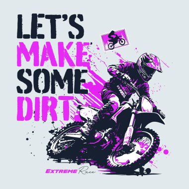 Motokros binicisi. Vektör çizimi. Grunge tarzı.