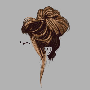 Dokulu, dağınık bir çöreğin kadın profili çizimi..