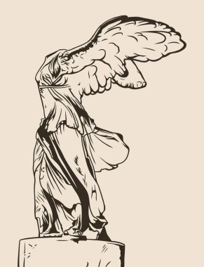 A detailed illustration of the Winged Victory of Samothrace. clipart