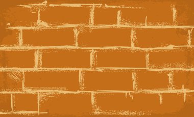 Sıkıntılı tuğla bir duvarın yüksek çözünürlüklü görüntüsü. Kırsal turuncu bir tonu var. Grafik arka plan için mükemmel.