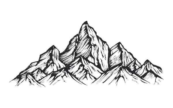 Handgetekende Illustratie Van Ruige Bergketen Met Scherpe Pieken — Stockvector