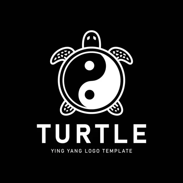 Zwart Wit Schildpad Logo Met Een Yin Yang Symbool Schelp — Stockvector
