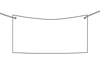 İki tele asılı boş dikdörtgen bir pankartın siyah çizimi