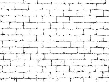 Yıpranmış tuğla bir duvarın siyah beyaz desenli görüntüsü..