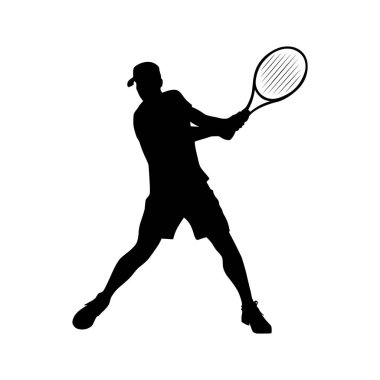 Bir erkek tenisçinin siyah beyaz silueti